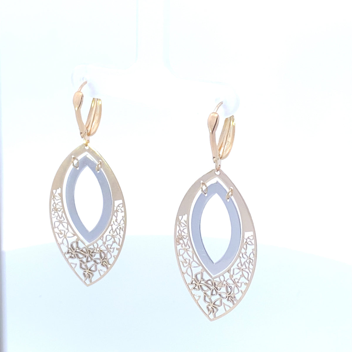 14K Gold Oval Hanging Earrings - additional product view 4