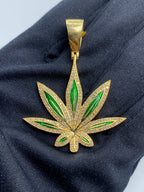 Green Weed Diamond Pendant - additional product view 2