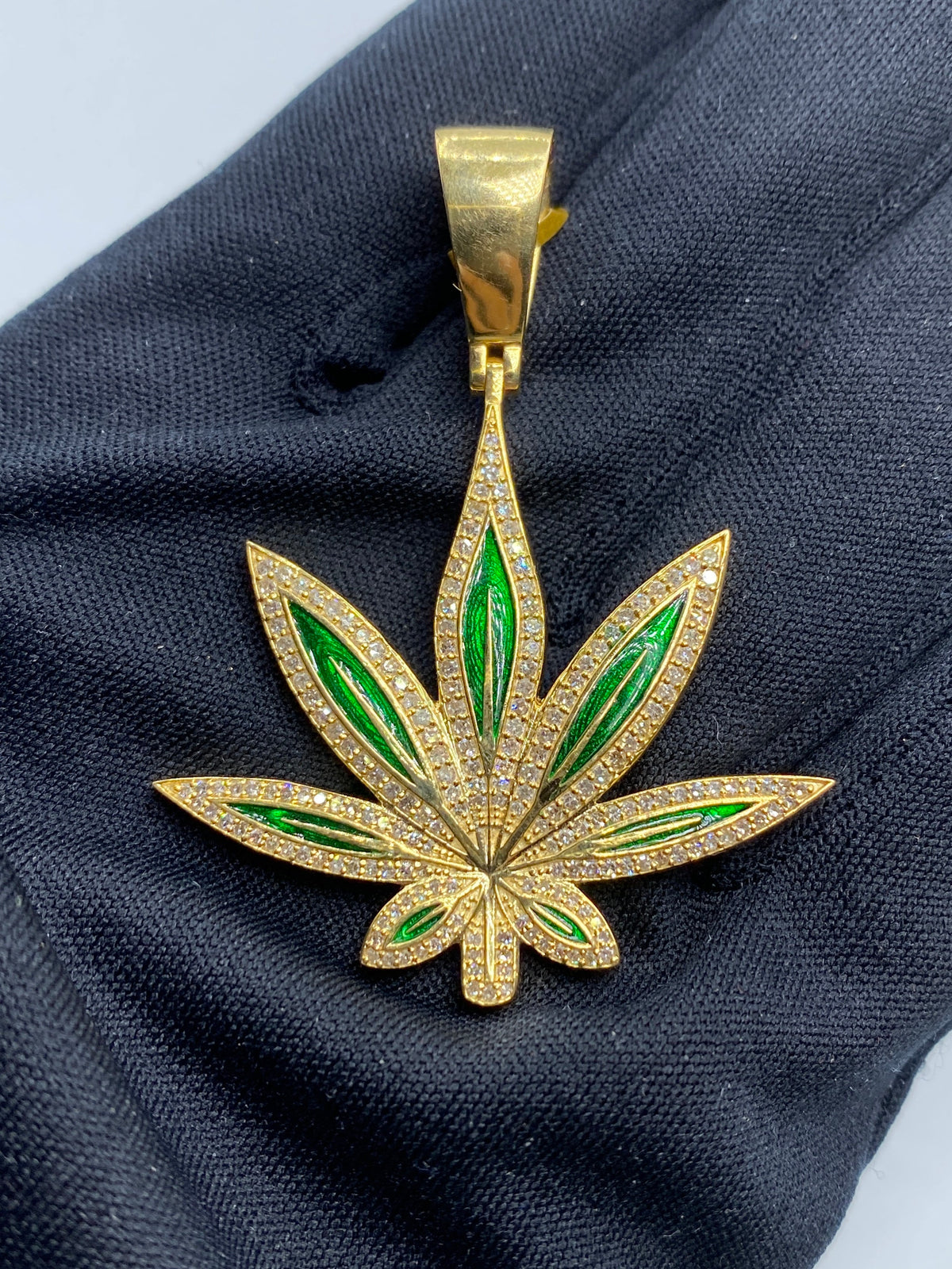 Green Weed Diamond Pendant - additional product view 2