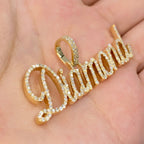 10K Gold Custom Diamond Name Plate Pendant - additional product view 4