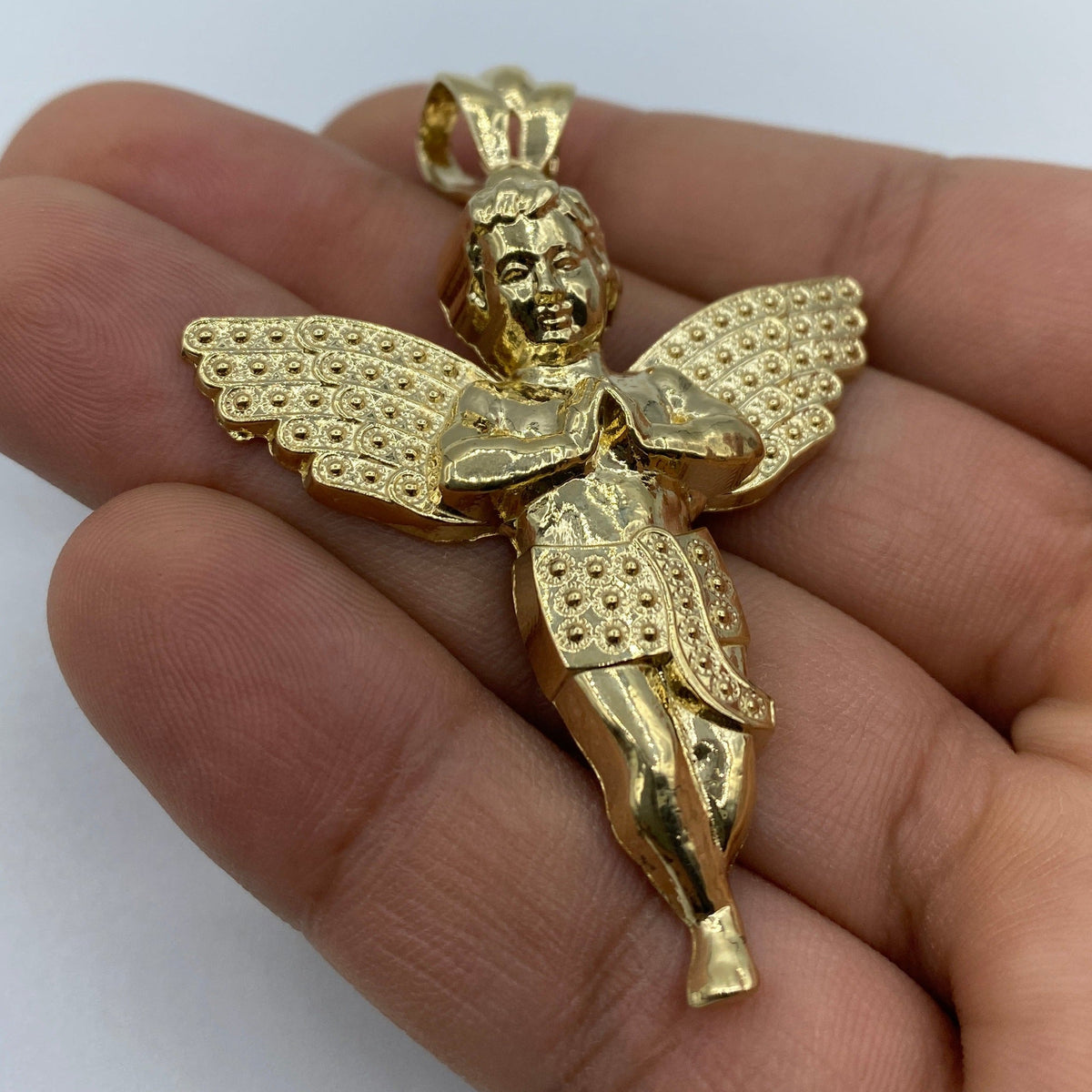 14K Gold Baby Angel Pendant 2.5 in - additional product view 6