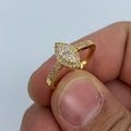 14K Gold Almond Diamond Engagement Ring in yellow gold - close-up product photo