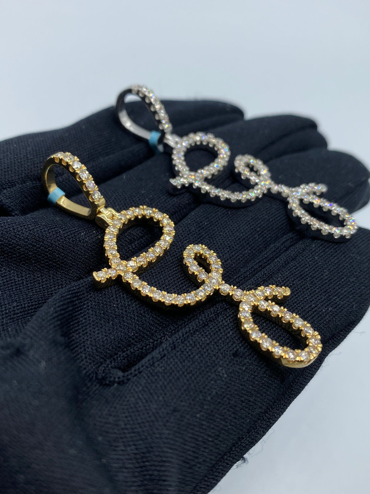 14K Gold Initial G Large Script Diamond Pendant - additional product view 5