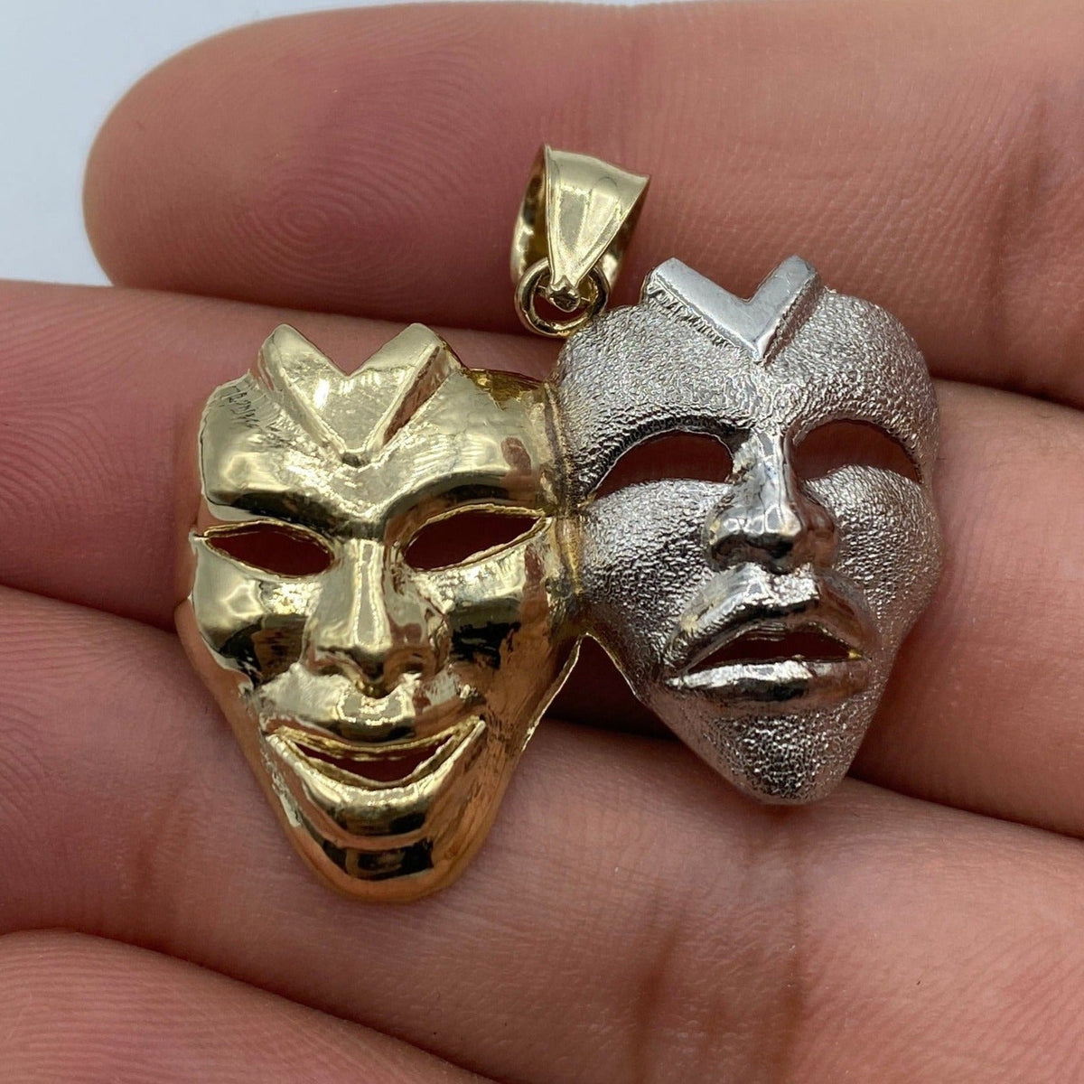 10K Gold Laugh Now Cry Later Pendant 1.4 in - additional product view 2