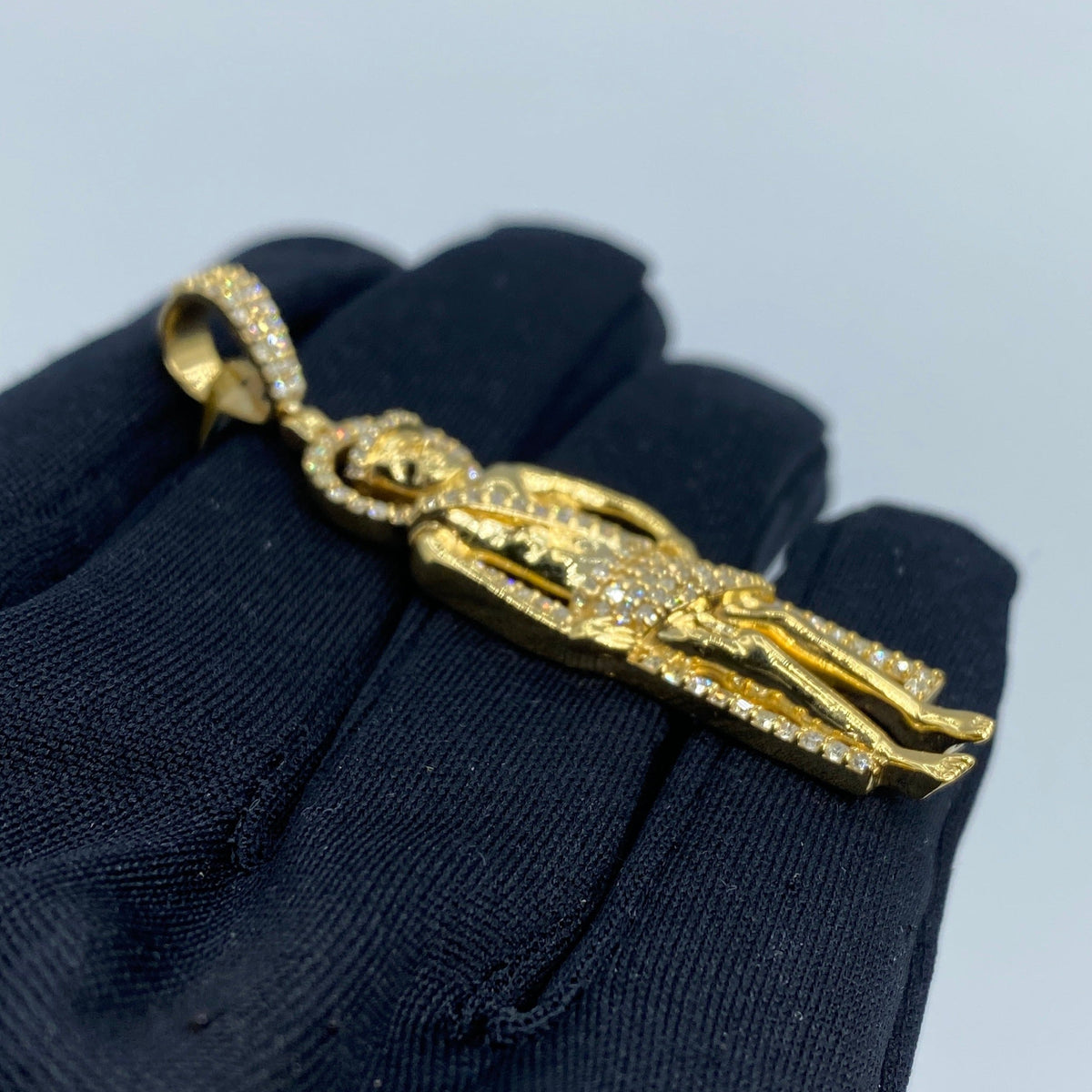 10K Gold Saint Lazarus Diamond Pendant 2.2 in - additional product view 3
