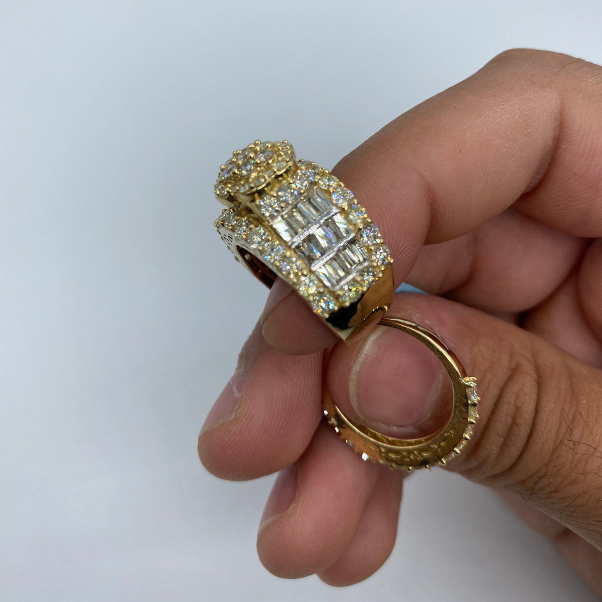14K Gold Floral Tower Diamond Ring with Matching Band - additional product view 8