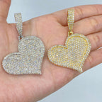 14K Jumbo Heart Halo Diamond Pendant - additional product view 3