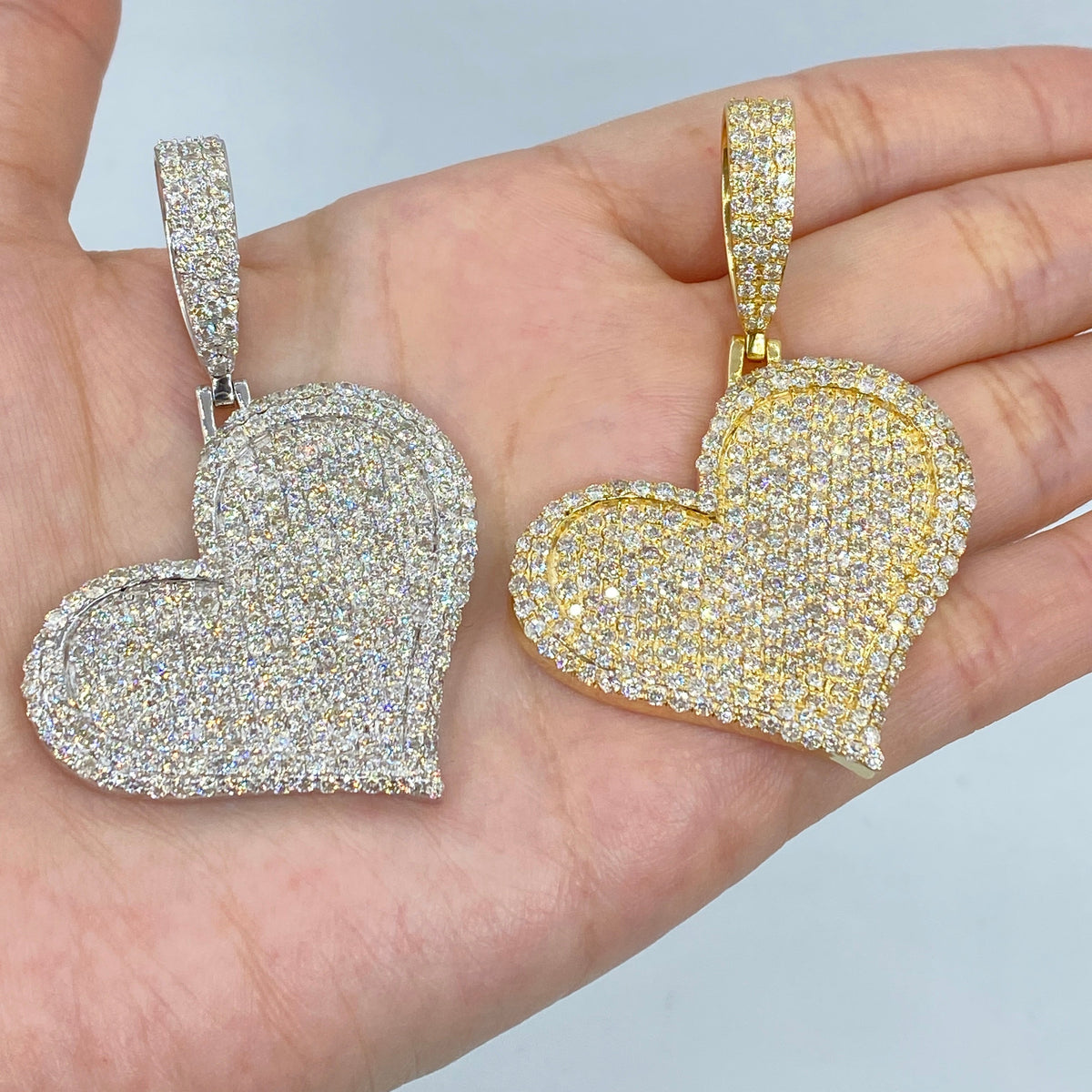 14K Jumbo Heart Halo Diamond Pendant - additional product view 3