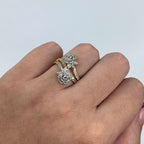 14K Gold Two-Tone Flower Diamond Ring in two-tone (white & gold) - close-up product photo