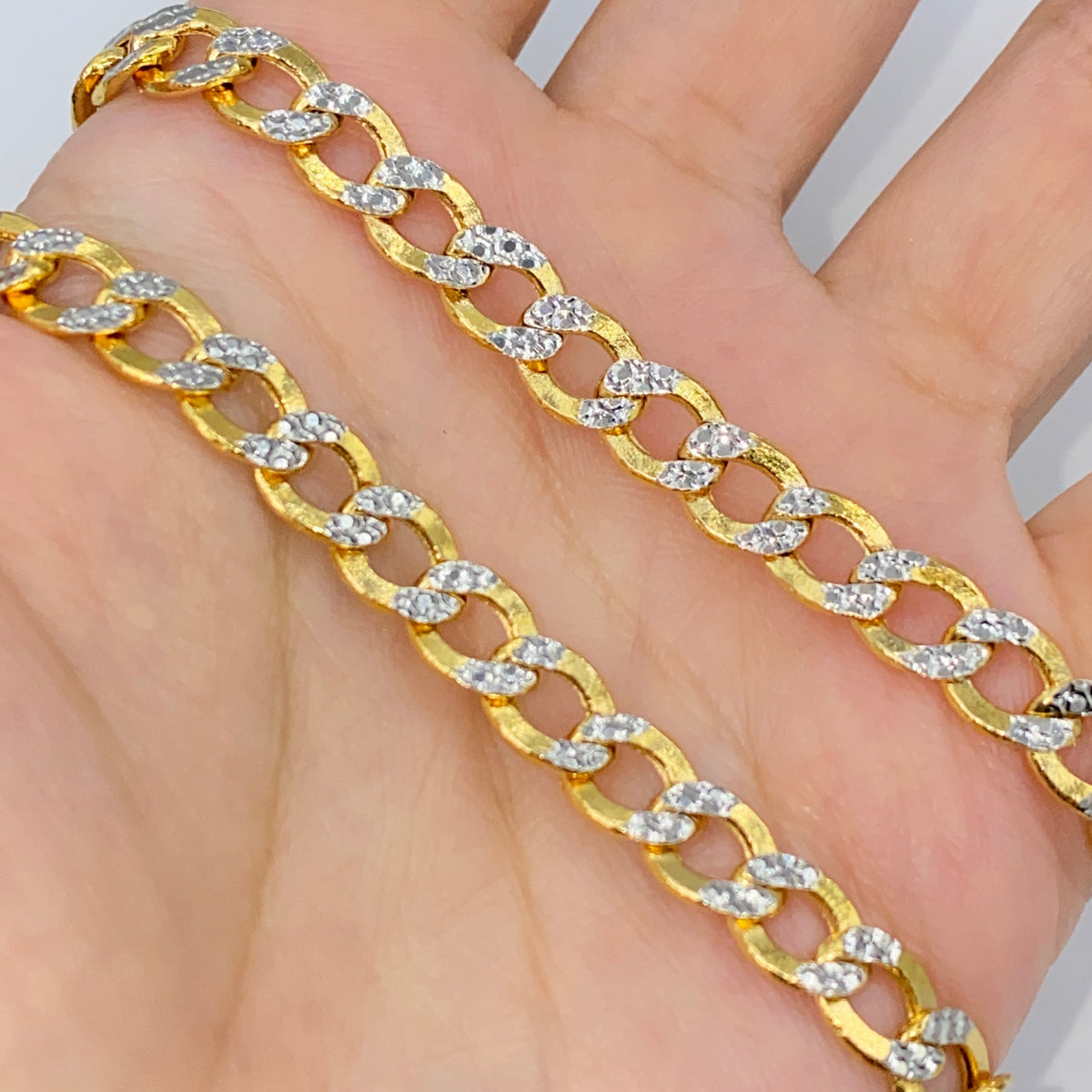 14K Gold Two-Tone Flat Cuban Link Bracelet - additional product view 4