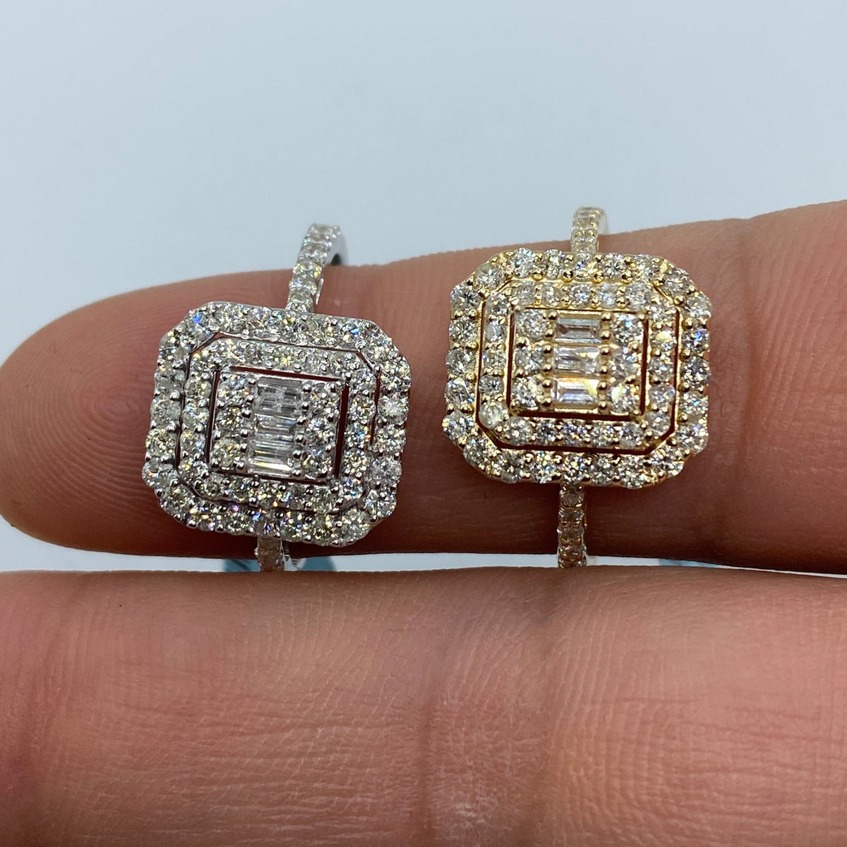 14K Gold Rectangle Diamond Baguette Center Engagement Ring - additional product view 5