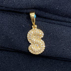 14K Gold Initial S Bubble Diamond Pendant - additional product view 2