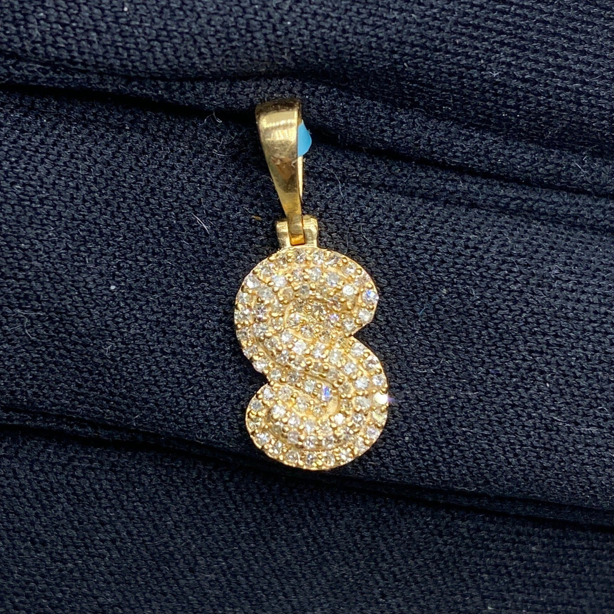 14K Gold Initial S Bubble Diamond Pendant - additional product view 2