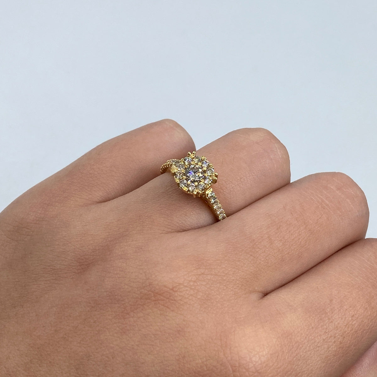 14K Gold Juliet Circle Diamond Engagement Ring in white gold - close-up product photo