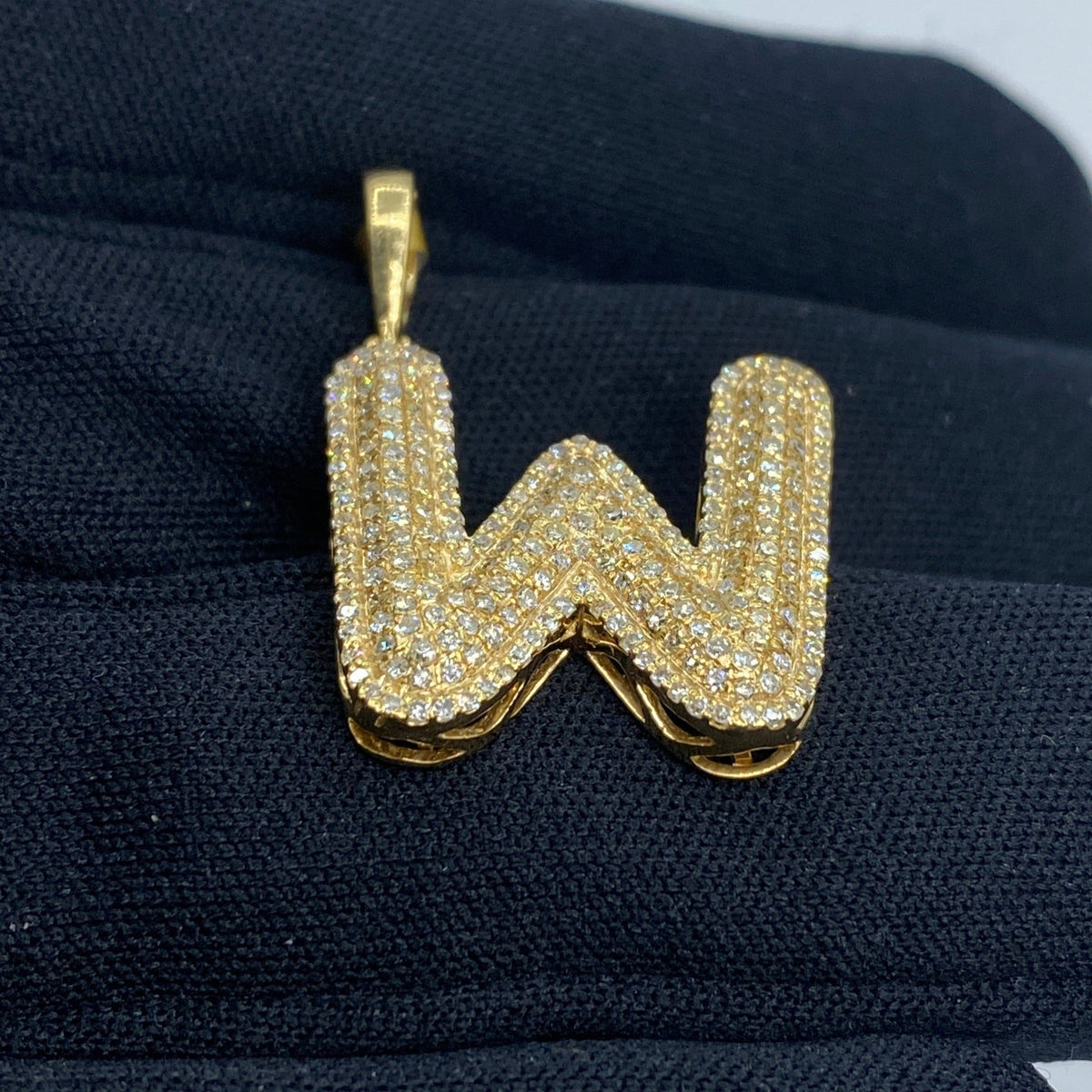 Initial W Bubble Diamond Pendant - additional product view 4