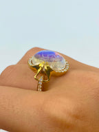 18K Gold & Diamond Oval Moonstone Ring - additional product view 3