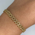 10K Gold 6.5mm Cuban Link Diamond Bracelet 7–8 in in yellow gold, 7" - close-up product photo
