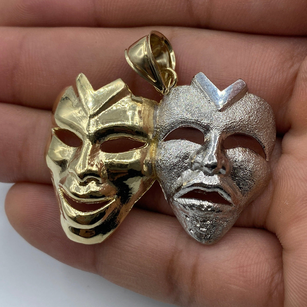 10K Gold Laugh Now Cry Later Pendant 1.7 in - additional product view 5