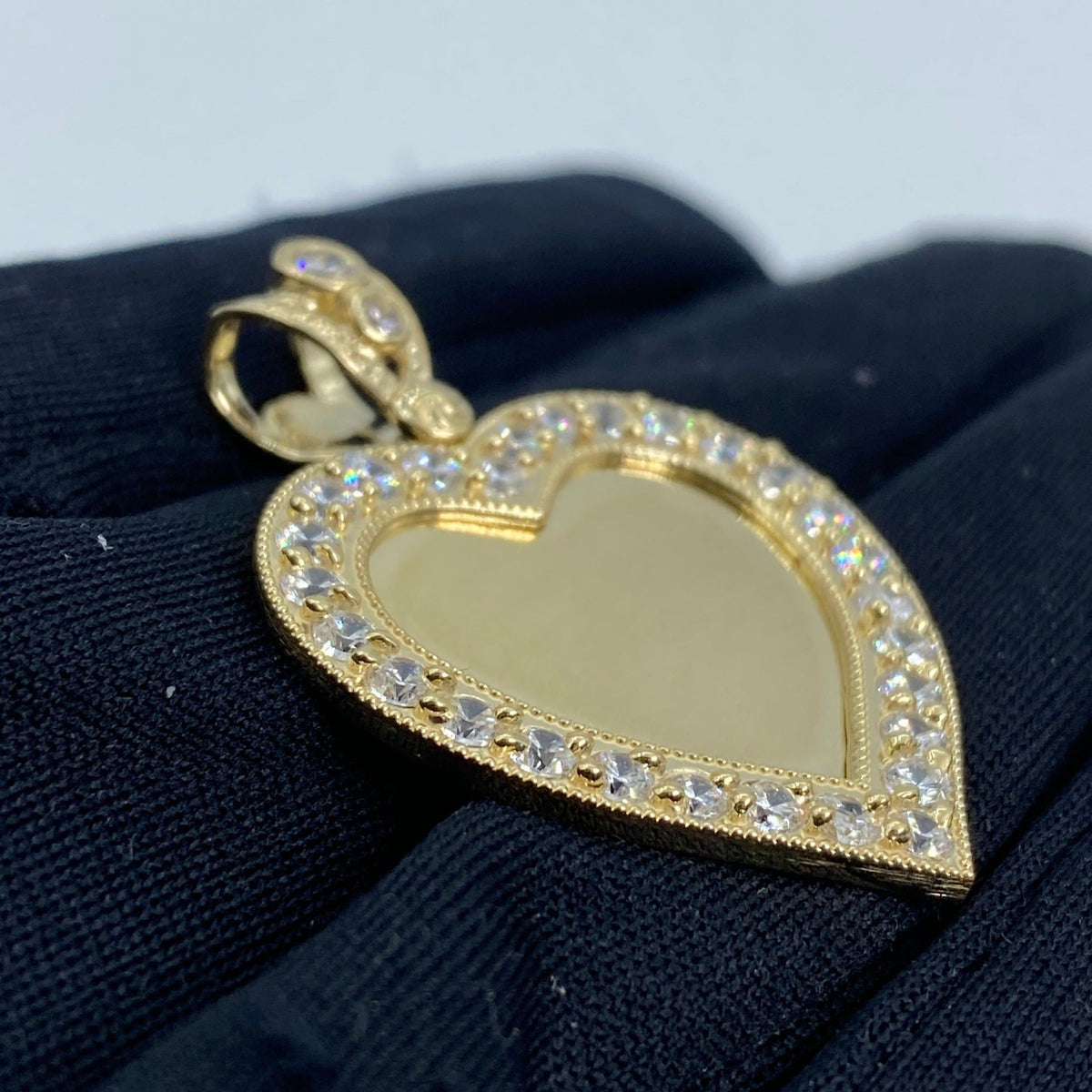 14K Gold Heart Picture Photo CZ Pendant - additional product view 3