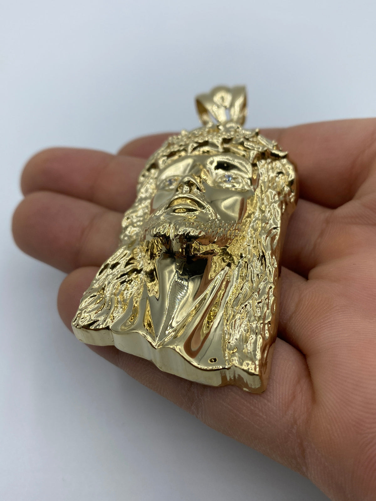 14K Gold Jesus Head Pendant 3.25 in - additional product view 6