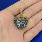 10K Gold I-95 Interstate Highway Diamond Pendant - additional product view 2