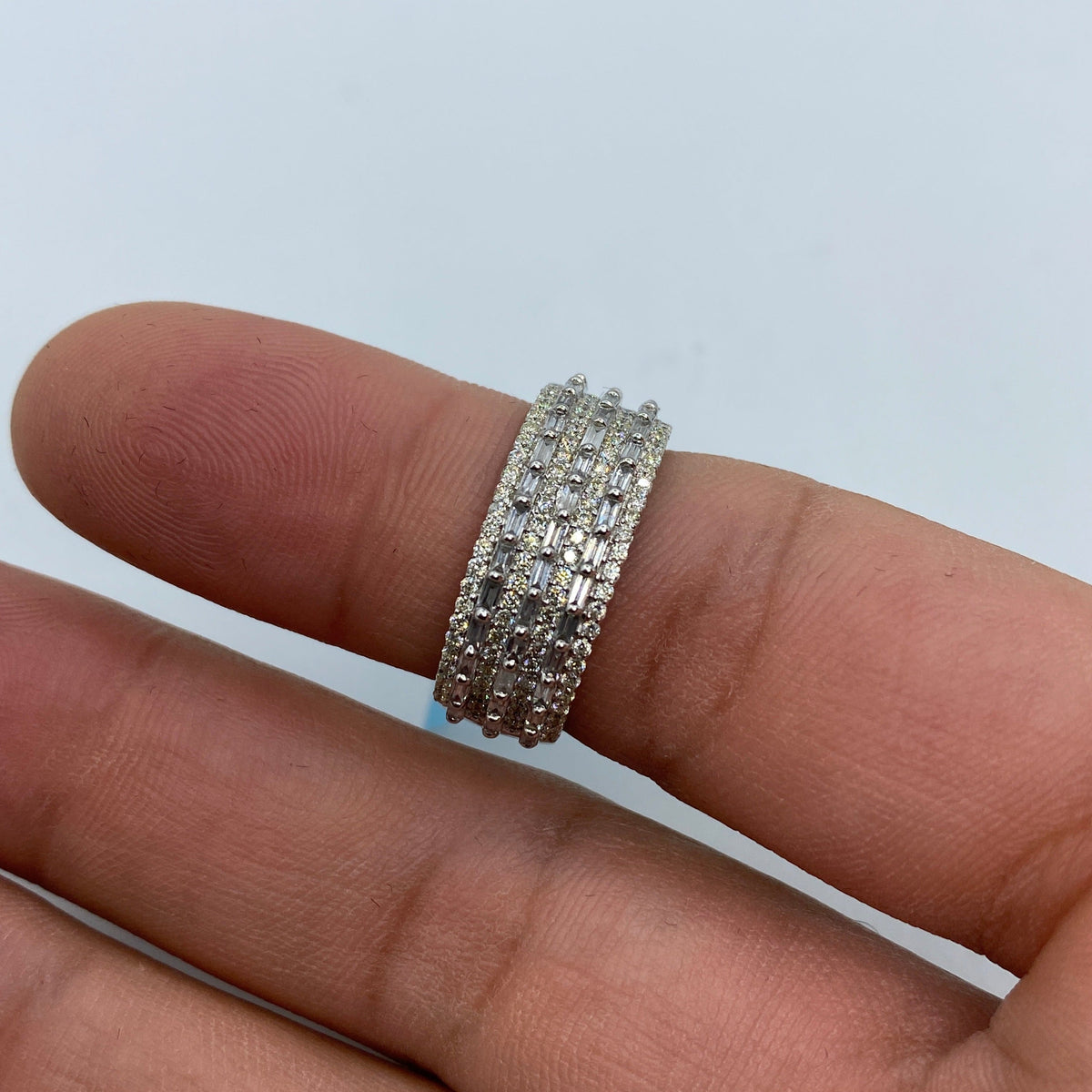 14K Gold Triple Dash Diamond Baguette Band - additional product view 2