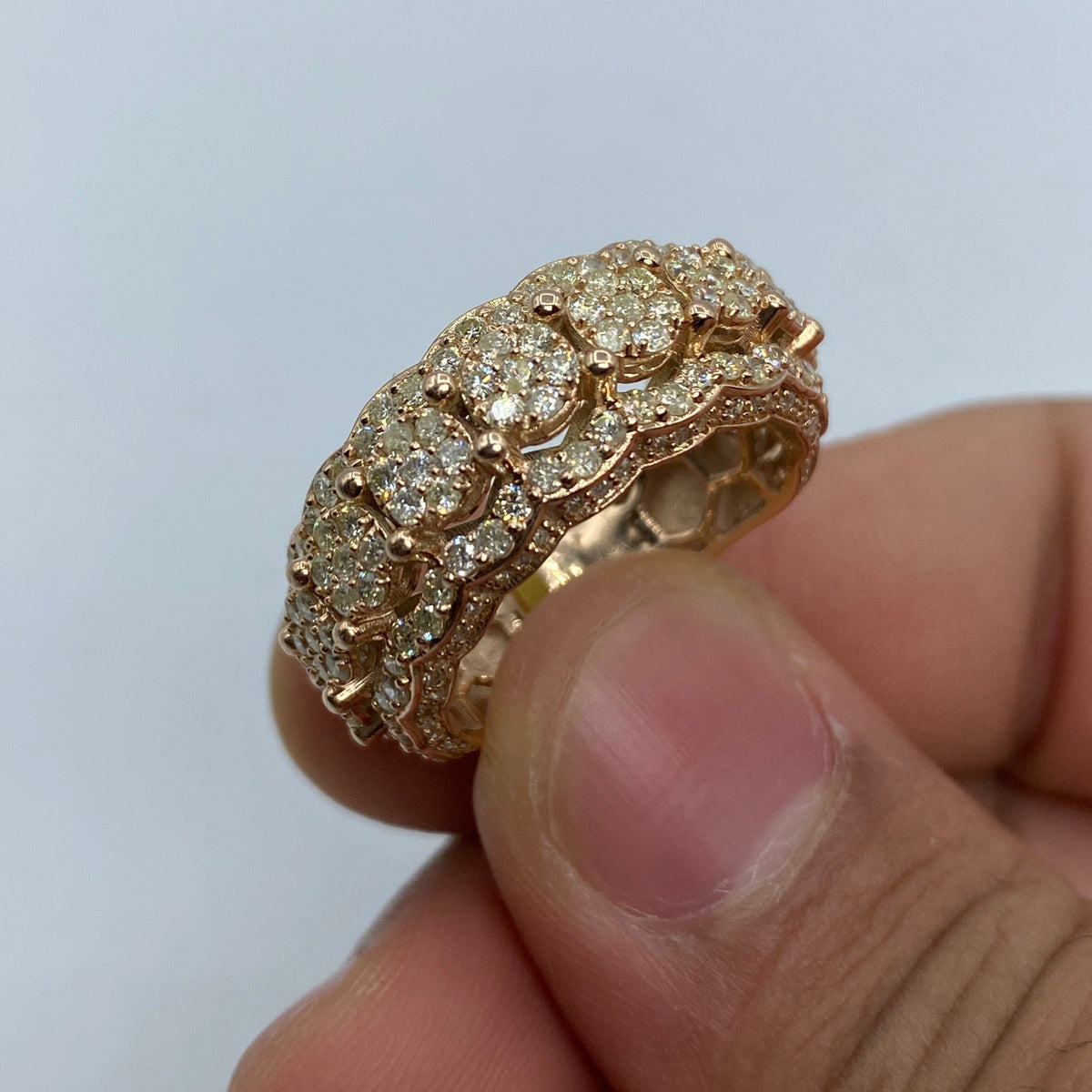 10K Gold Eternity Diamond Ring in rose gold - close-up product photo