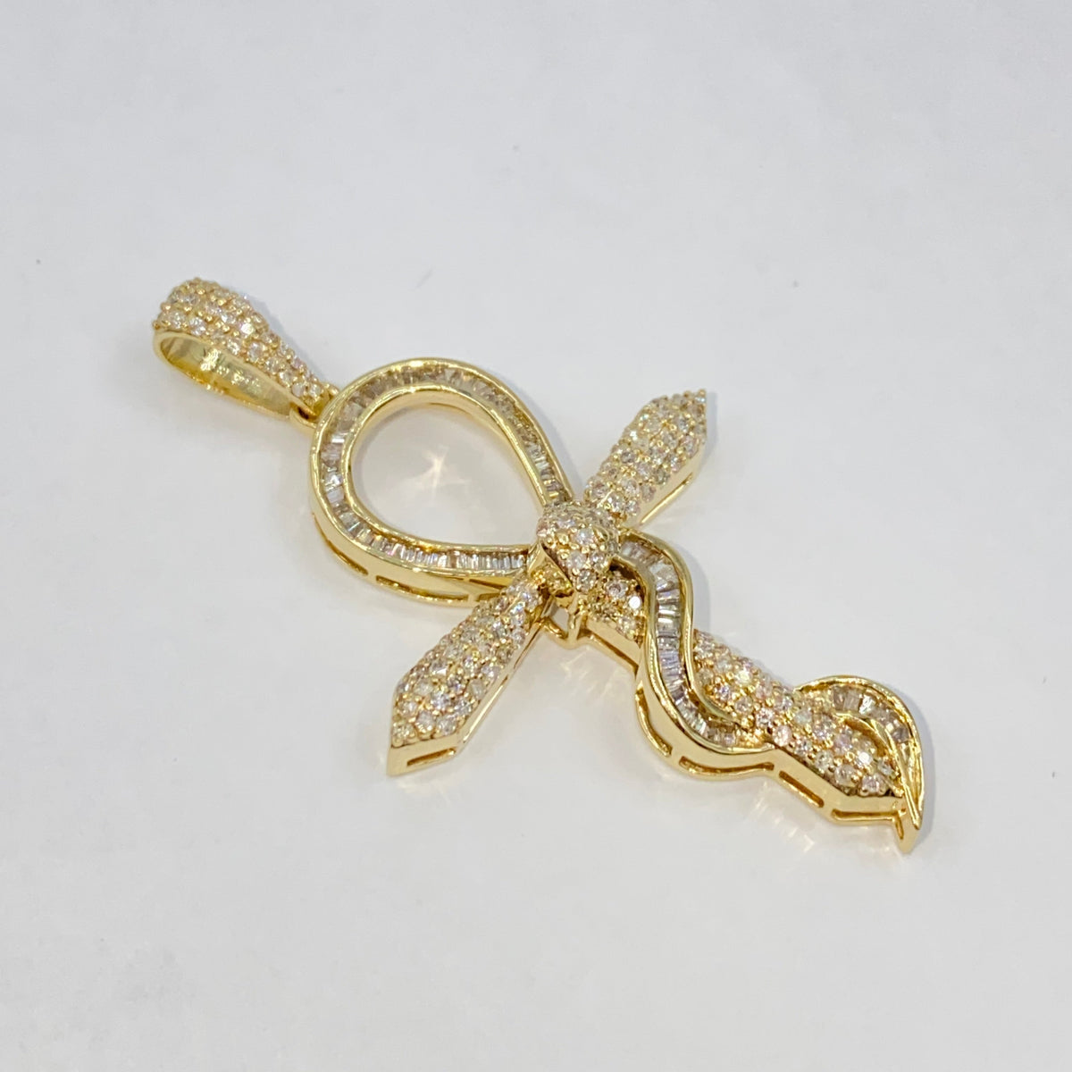 10K Gold Snake Ankh Diamond Pendant - additional product view 5