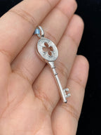 14K Gold Clover Key Diamond Pendant - additional product view 3