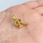 10K Gold Cursive R Initial Diamond Pendant - additional product view 2