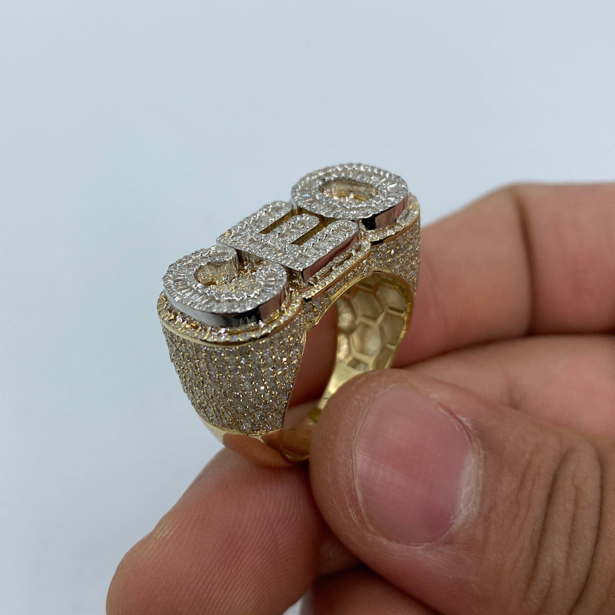 10K Gold/14K CEO Name Plate Diamond Ring - additional product view 6