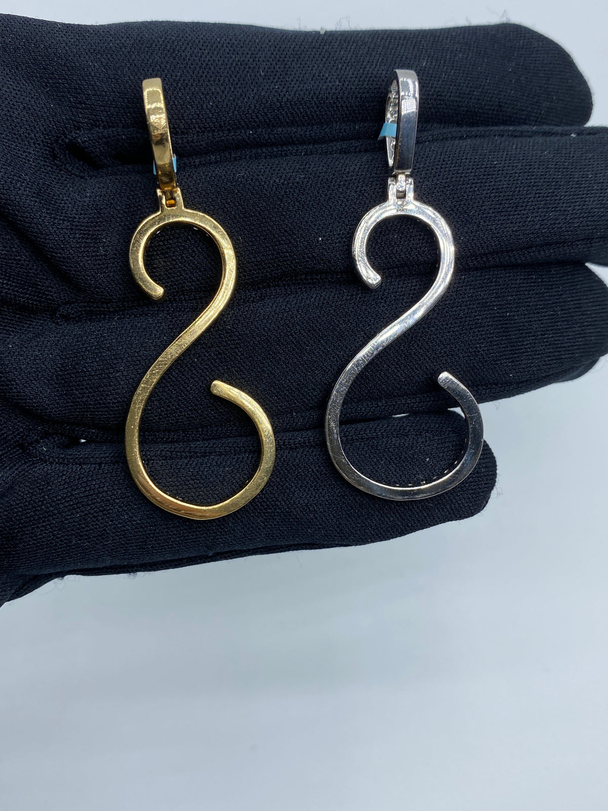 14K Gold Initial S Large Script Diamond Pendant - additional product view 6