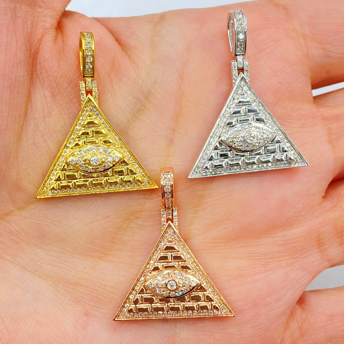 10K Gold Illuminati Pyramid Diamond Pendant - additional product view 2