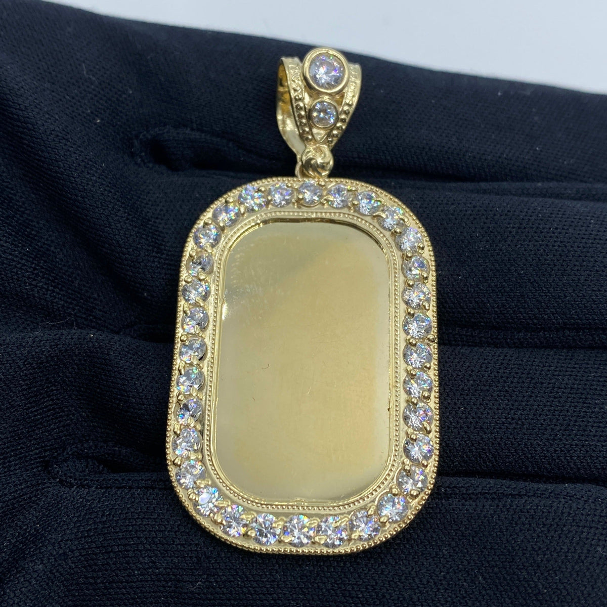 10K Gold Rounded Rectangle Picture Photo CZ Pendant - additional product view 2