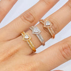 10K Gold Heart Halo Diamond Ring - additional product view 2