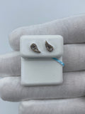 14K Gold Small Tear Shape Diamond Baguette Earrings in white gold - close-up product photo