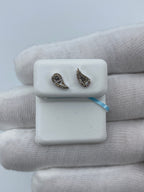 14K Gold Small Tear Shape Diamond Baguette Earrings in white gold - close-up product photo