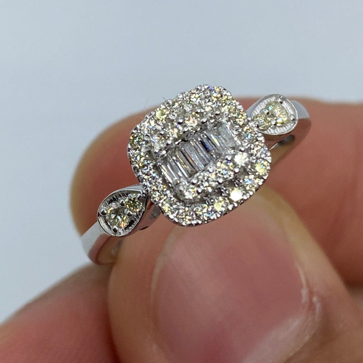 14K Gold Square Diamond Baguette Engagement Ring - additional product view 2