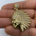 14K Gold Indian Chief Head Pendant - additional product view 5