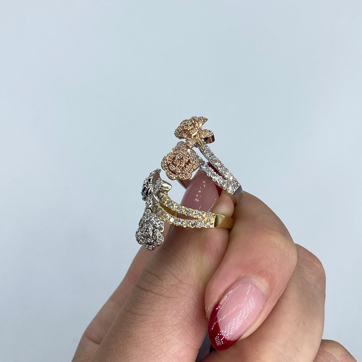 14K Gold Two-Tone Flower Diamond Ring - additional product view 7