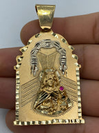 14K Gold Saint Barbara Medallion Pendant 2.5 in - additional product view 2