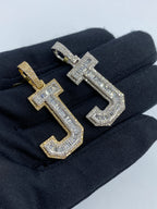 Initial J Diamond Baguette Pendant - additional product view 5