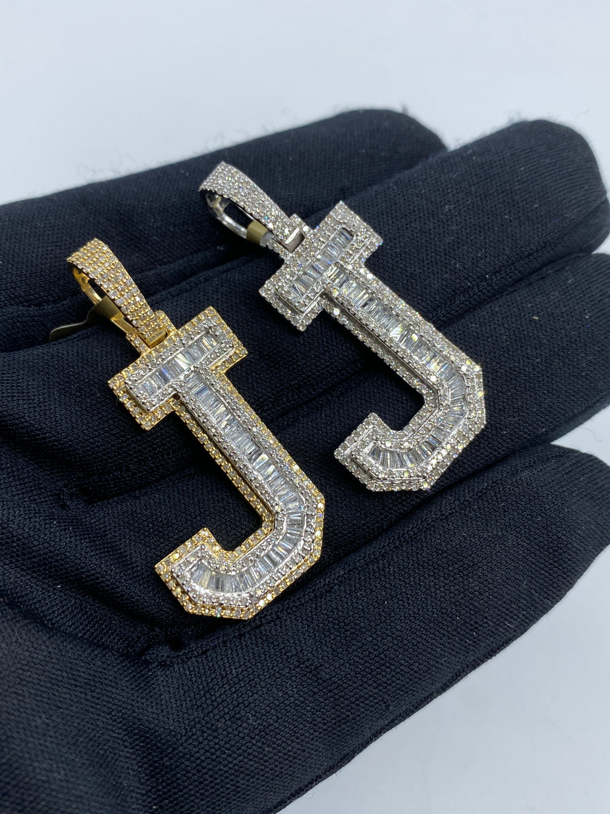 Initial J Diamond Baguette Pendant - additional product view 5