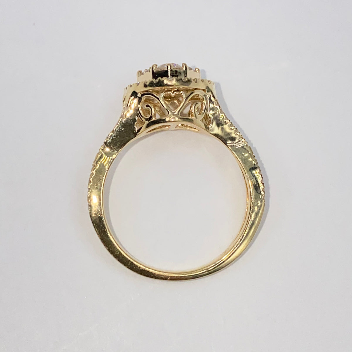 14K Gold Heart Shaker Diamond Ring - additional product view 8