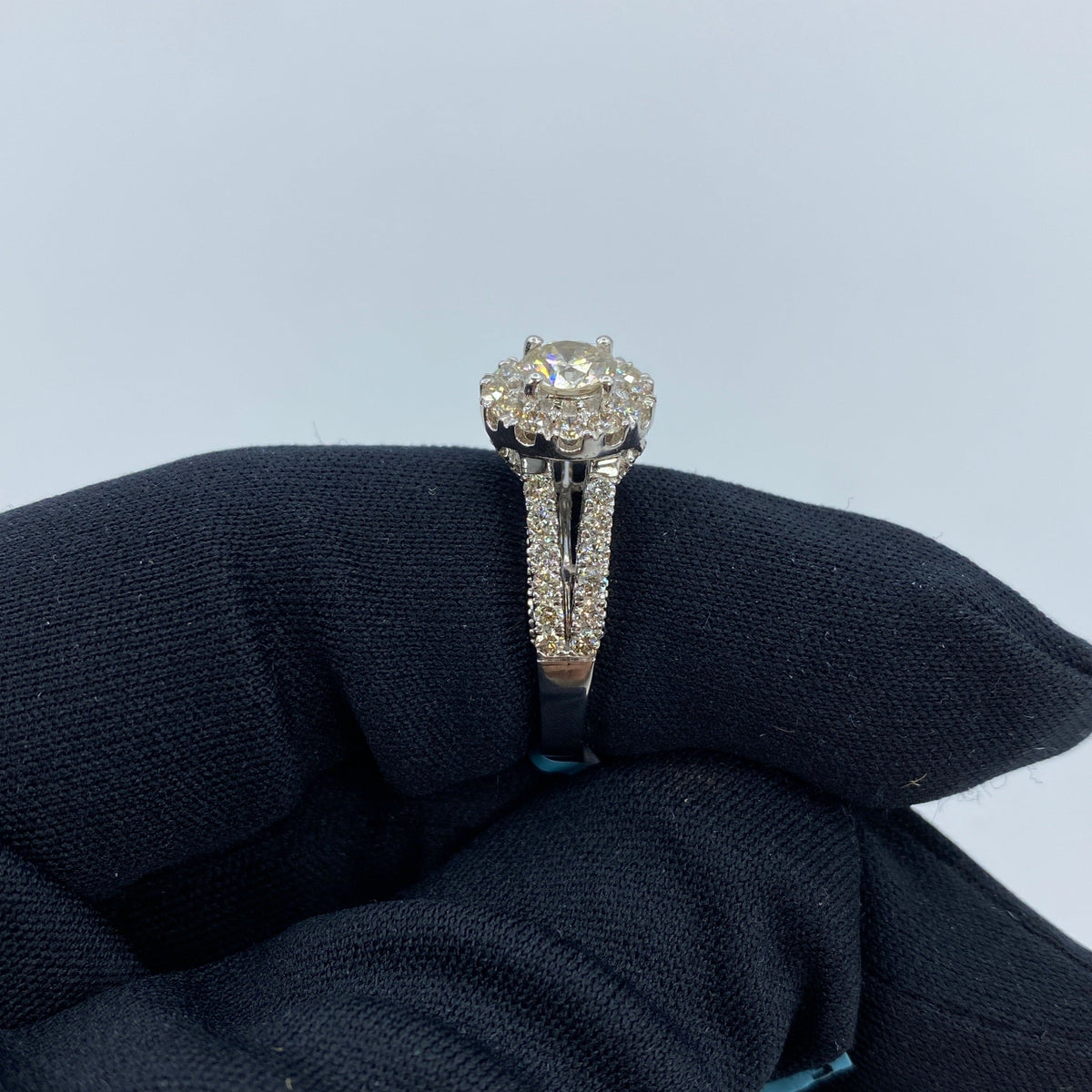 14K Gold Halo Circle with Large Center Stone Diamond Ring - additional product view 4