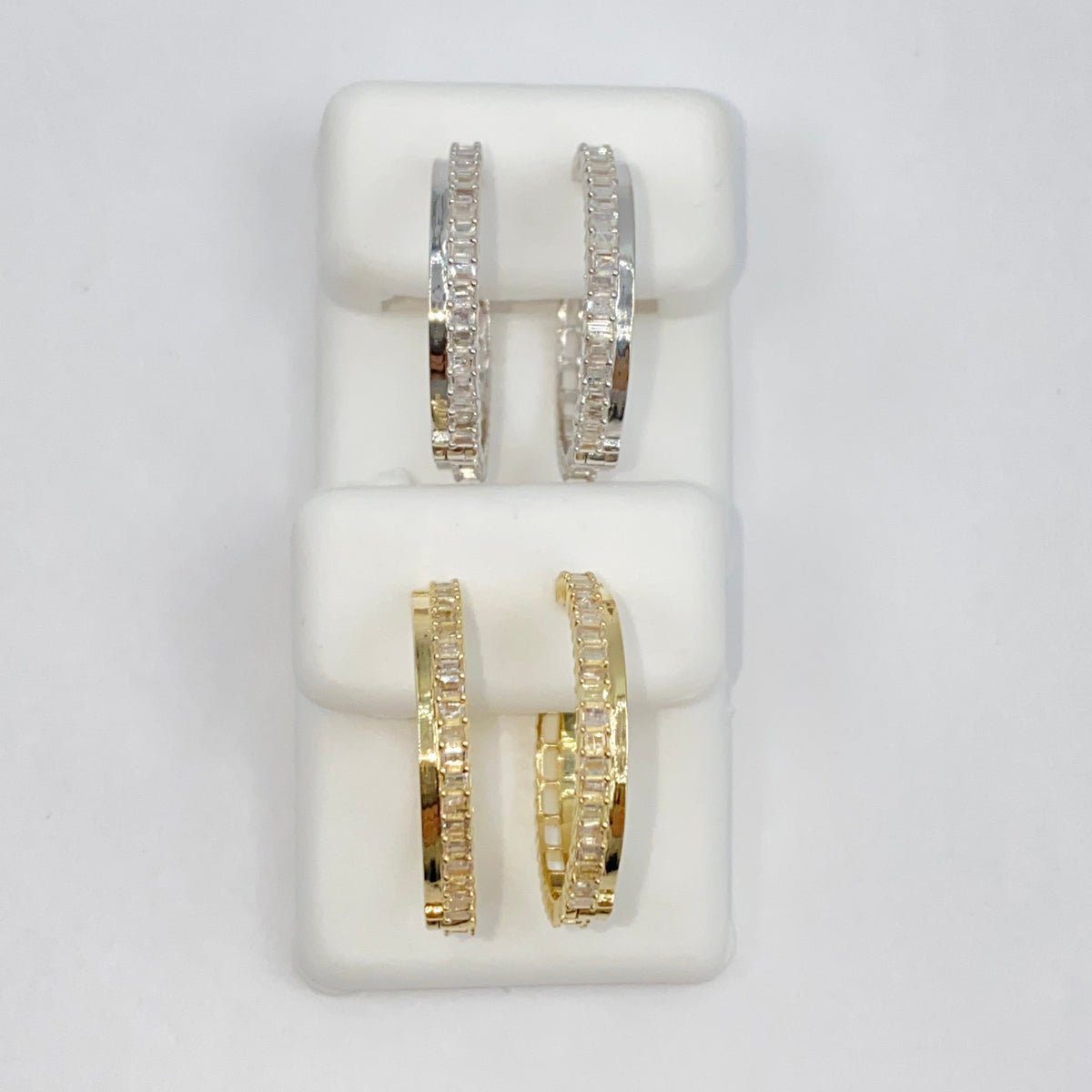 14K Gold Kendal Diamond Baguette Hoop Earrings - additional product view 6