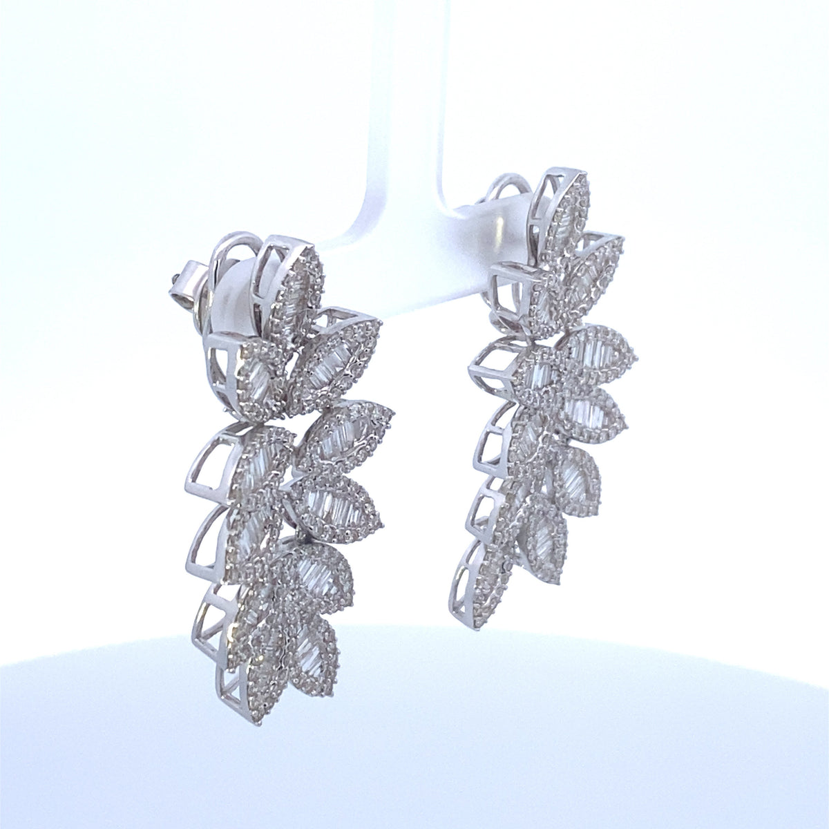 14K Gold Marquise Hanging Diamond Baguette Earrings - additional product view 3