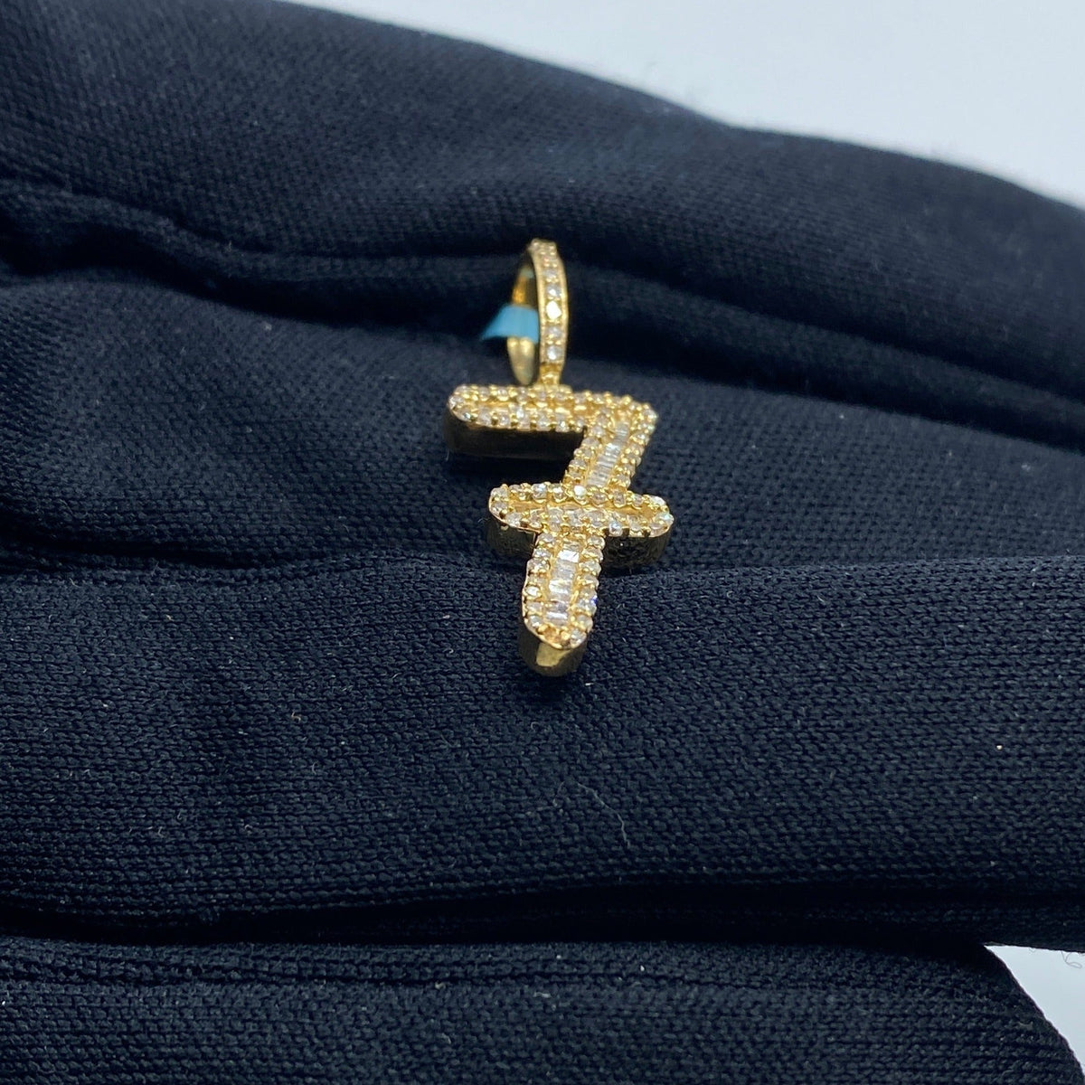 14K Gold Number 7 Diamond Baguette Pendant - additional product view 4