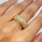 14K Gold Bling Pave Diamond Ring Band in yellow gold - close-up product photo