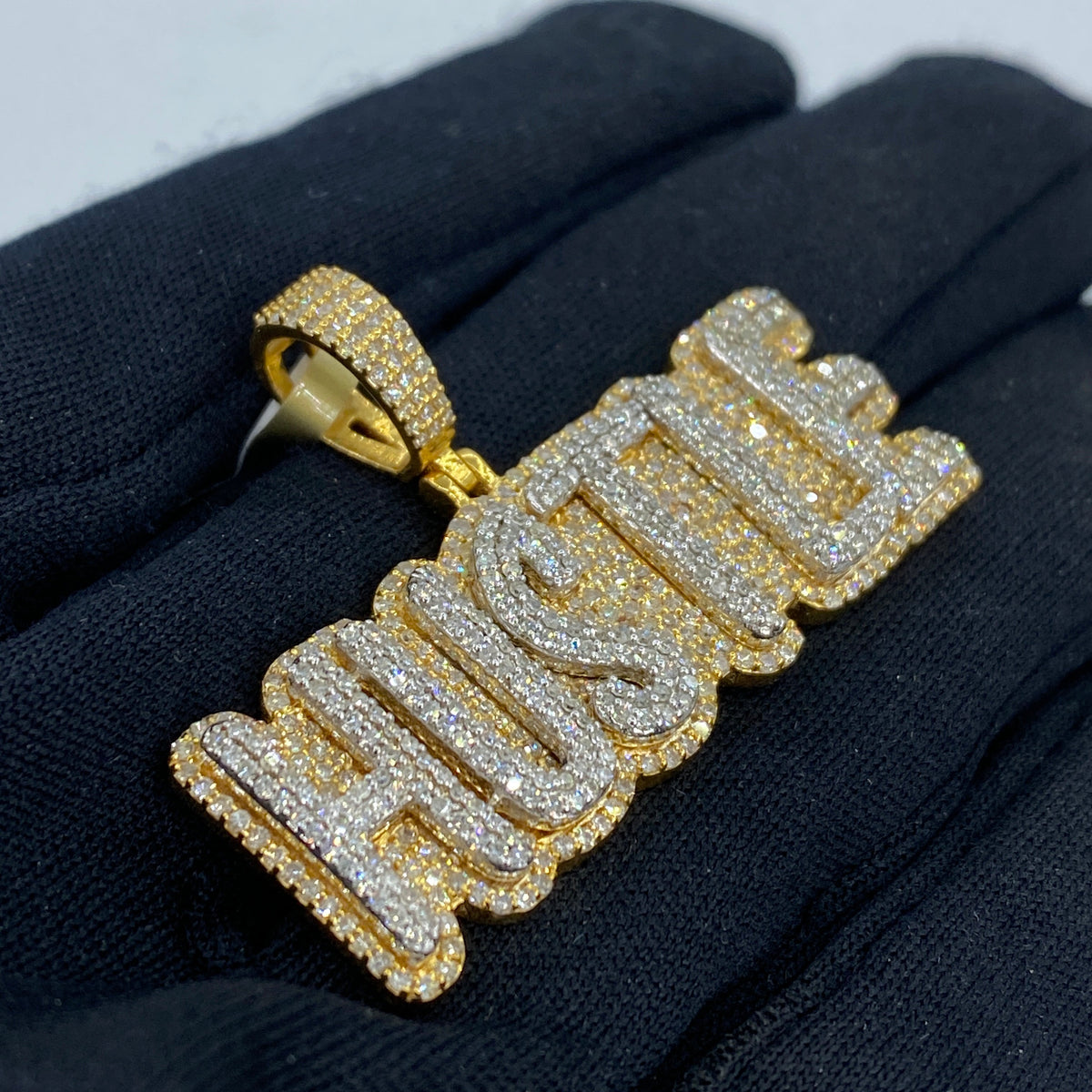 10K Gold Custom Hustle Diamond Pendant - additional product view 3